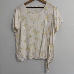 Lauren Conrad - White Banana Print Dolman Blouse